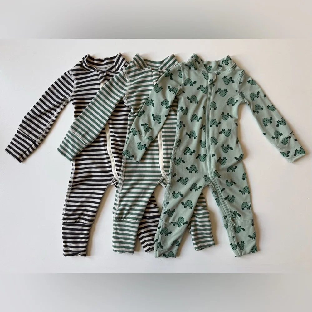 Hanna Andersson Newborn Unisex 2-Way Zip Sleepers in HannaSoft - Bundle of 3 - Picture 1 of 16